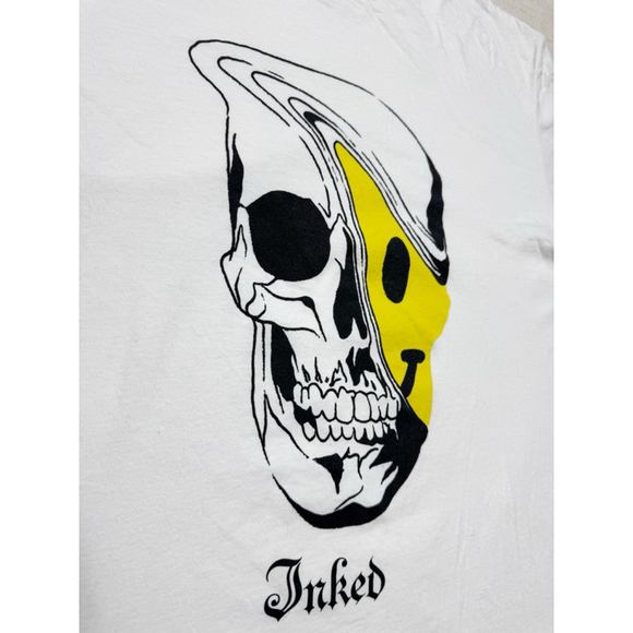 Inked Magazine Men’s T Shirt Melting Skull Smile Face Graphic Streetwear Punk - Picture 4 of 5